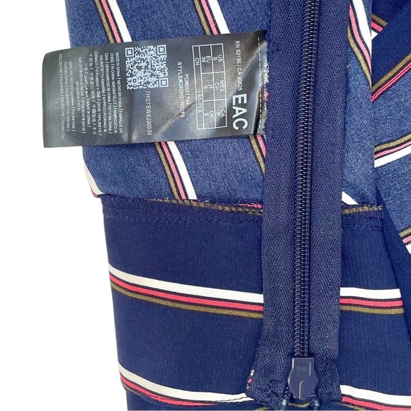 Guess Navy Striped V-Neck Blouse Size S - Long Puff Sleeves, Preppy Corpcore - Picture 10 of 15